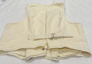 Rolla's Denim Suit Vest in Buttercream with Buckle Back